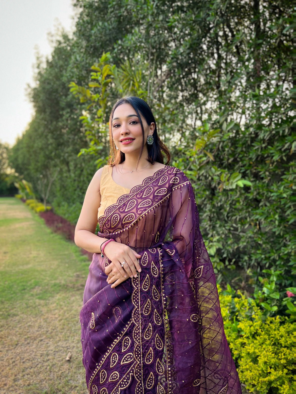 Anisha Embroidery Worked Party Wear Sarees Catalog
